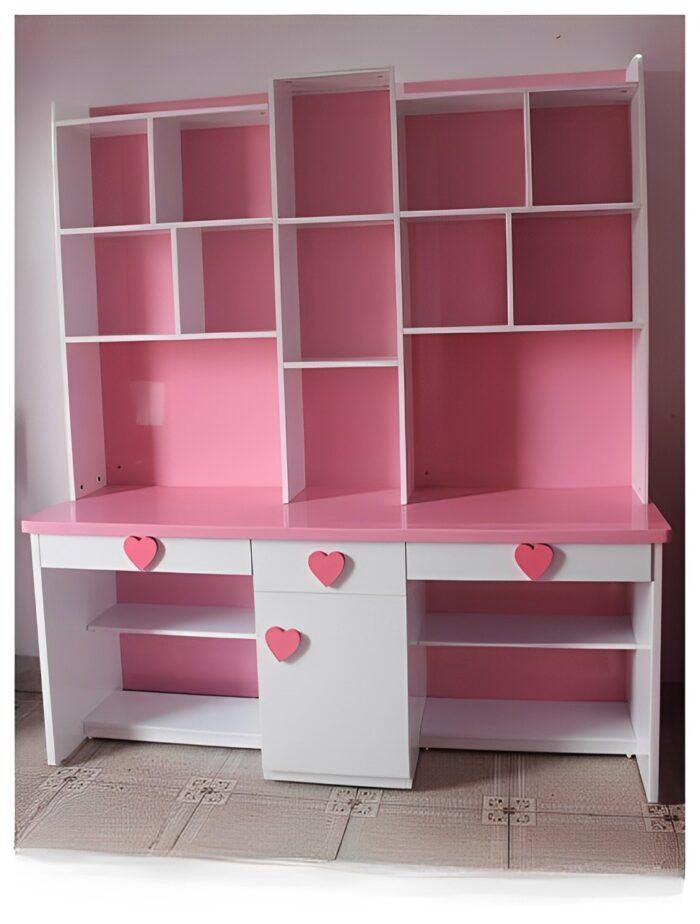 Heart-themed Kids Study Table for two kids