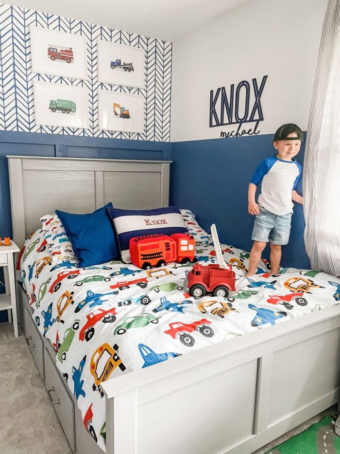 Kids Firetruck Themed Storage Double Bed