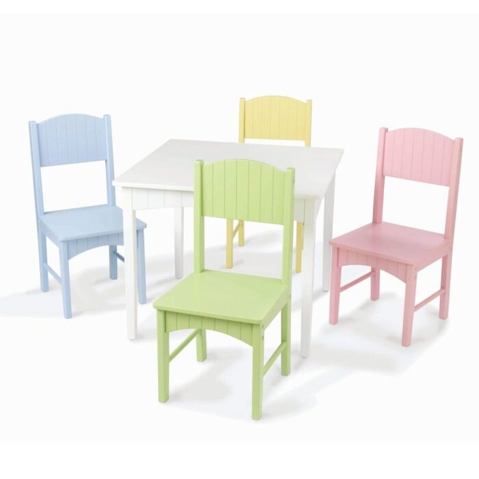 Kids Pastel Wooden Table and Chairs Set