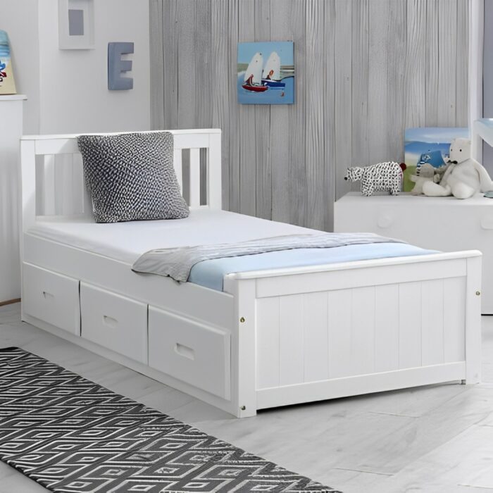 Modern Single Bed with Storage Drawers