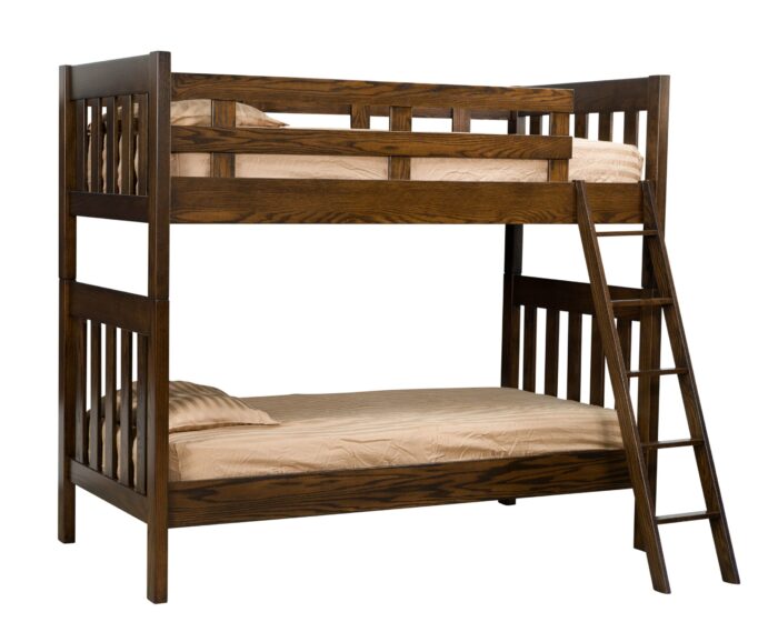 Classic Wooden Bunk Bed with Brown Polish Finish