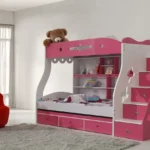 Princess Bloom 3-in-1 Bunk Bed with Staircase & Trundle