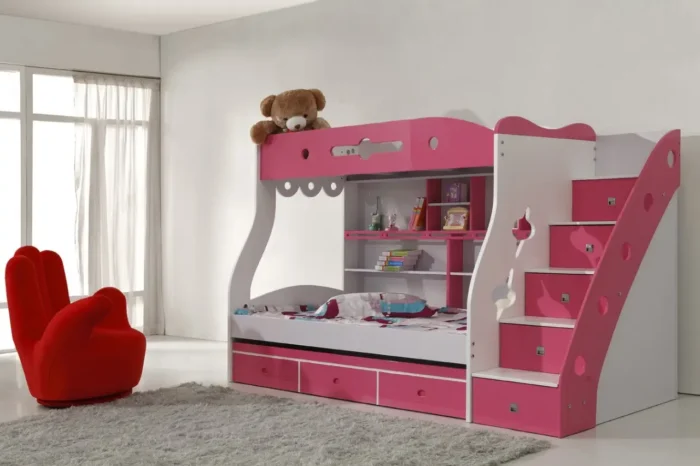 bunk bed pink n white