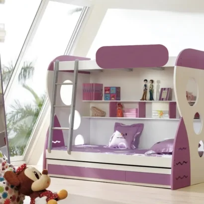 purple bunk bed for girls