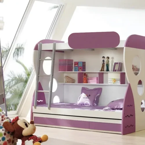 purple bunk bed for girls