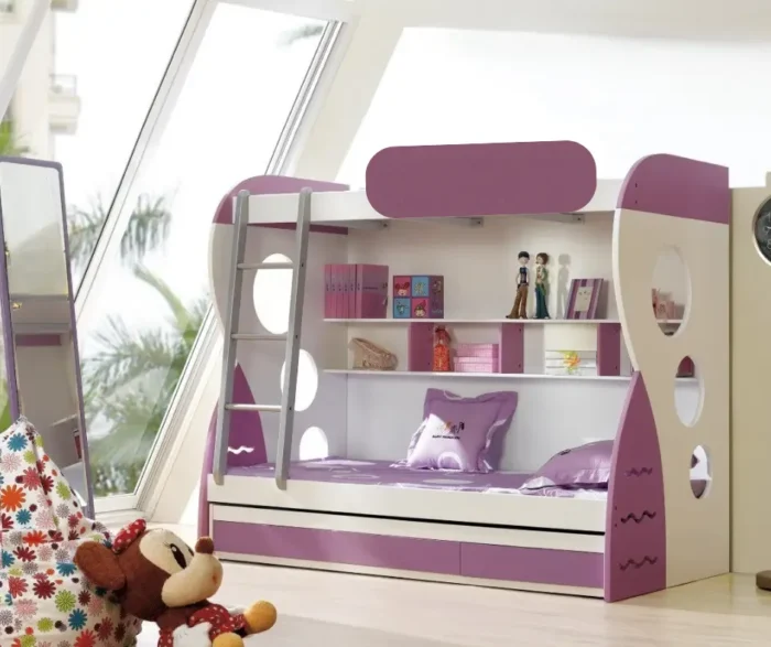 purple bunk bed for girls