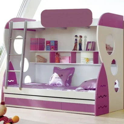 purple bunk bed