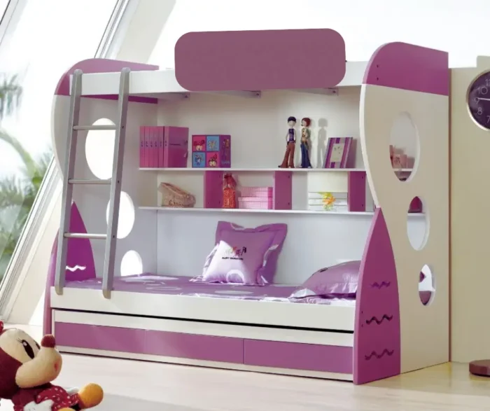 purple bunk bed