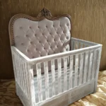 high back baby cot chalk finish
