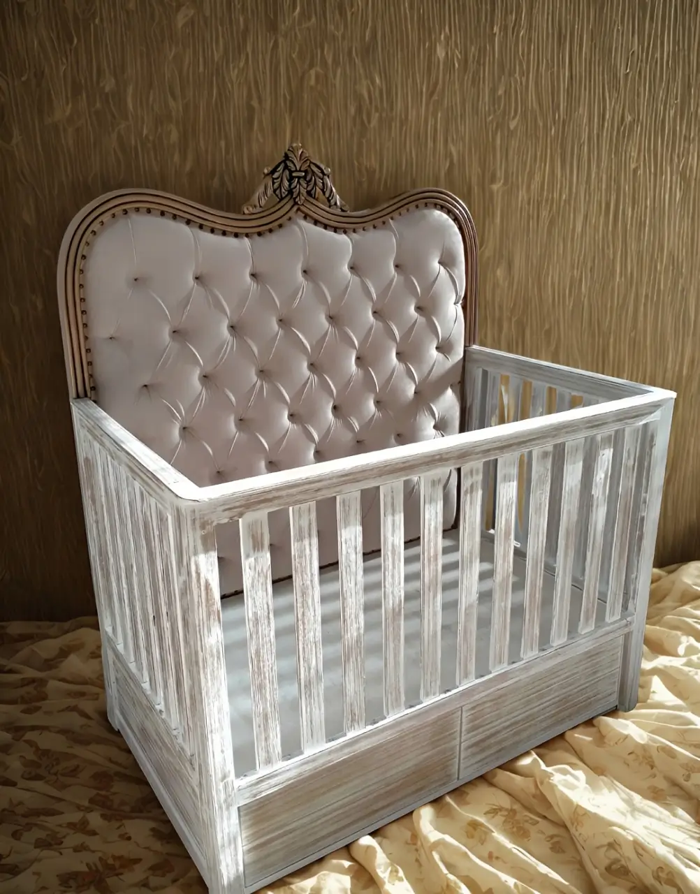 9 high back baby cot chalk finish