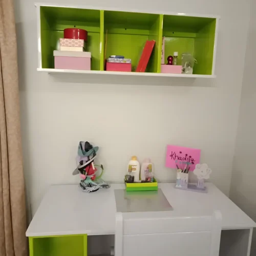 New design study desk with wall rack